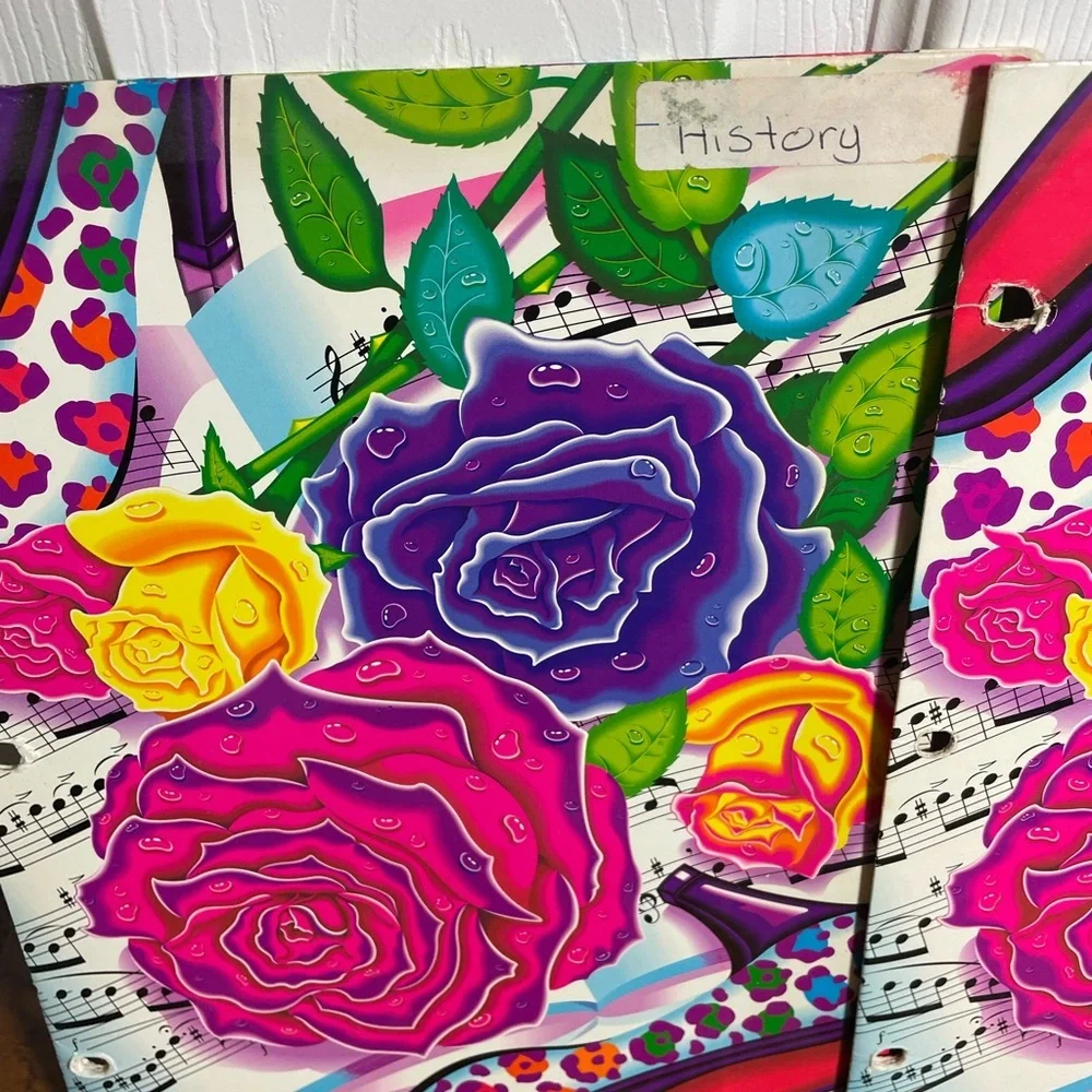 VTG Stuart Hall Lisa Frank Trends folders w/ roses/music sheets/heels (set of 2)